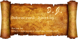 Debreczeni Jusztin névjegykártya